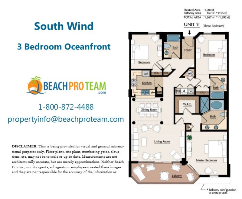 South Wind Floor Plan E - 3 Bedroom Oceanfront